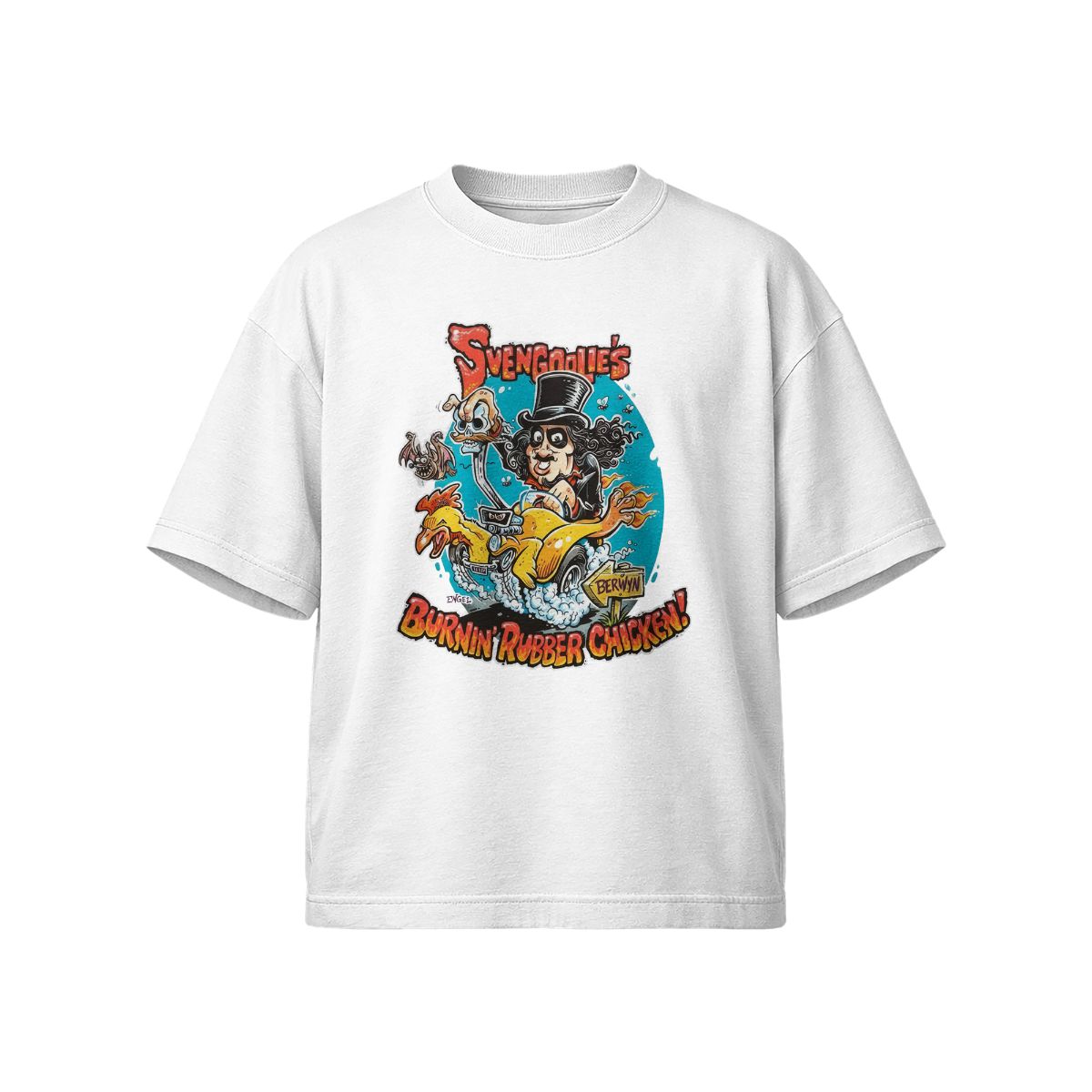 SVENGOOLIE’S BURNIN RUBBER CHICKEN! Funny Horror Retro Graphic Tee