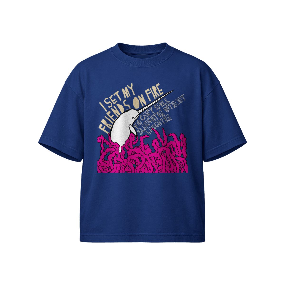 Funny Narwhal T-Shirt – I Set My Friends On Fire Graphic Tee, Dark Humor Ocean Shirt