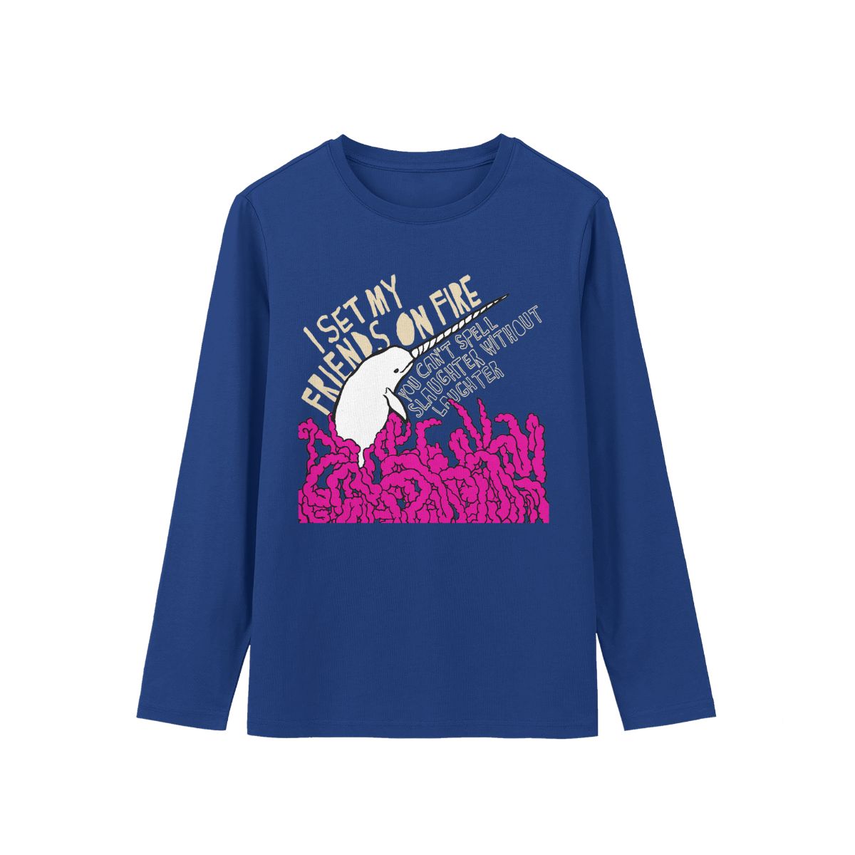 Funny Narwhal T-Shirt – I Set My Friends On Fire Graphic Tee, Dark Humor Ocean Shirt