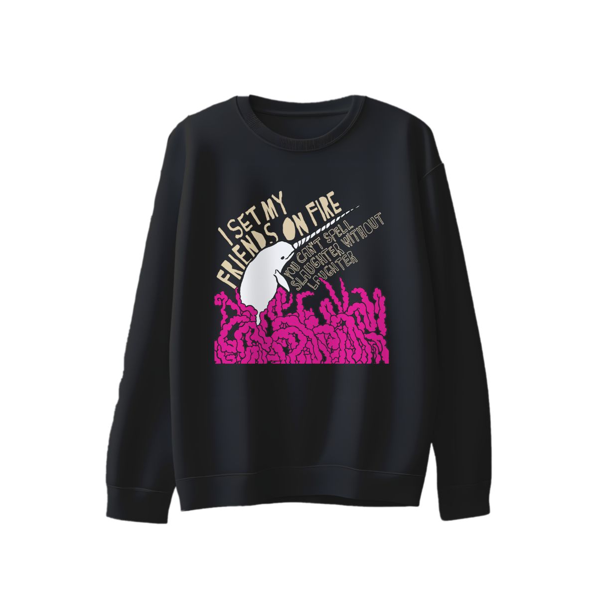 Funny Narwhal T-Shirt – I Set My Friends On Fire Graphic Tee, Dark Humor Ocean Shirt