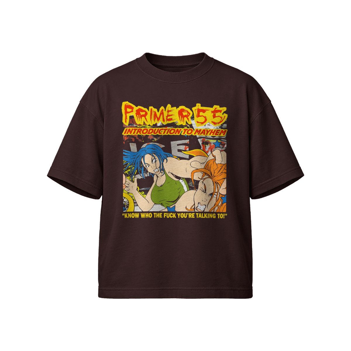 Primer 55 “Introduction to Mayhem” Graphic T-Shirt – Vintage Nu Metal Anime Fight Tee