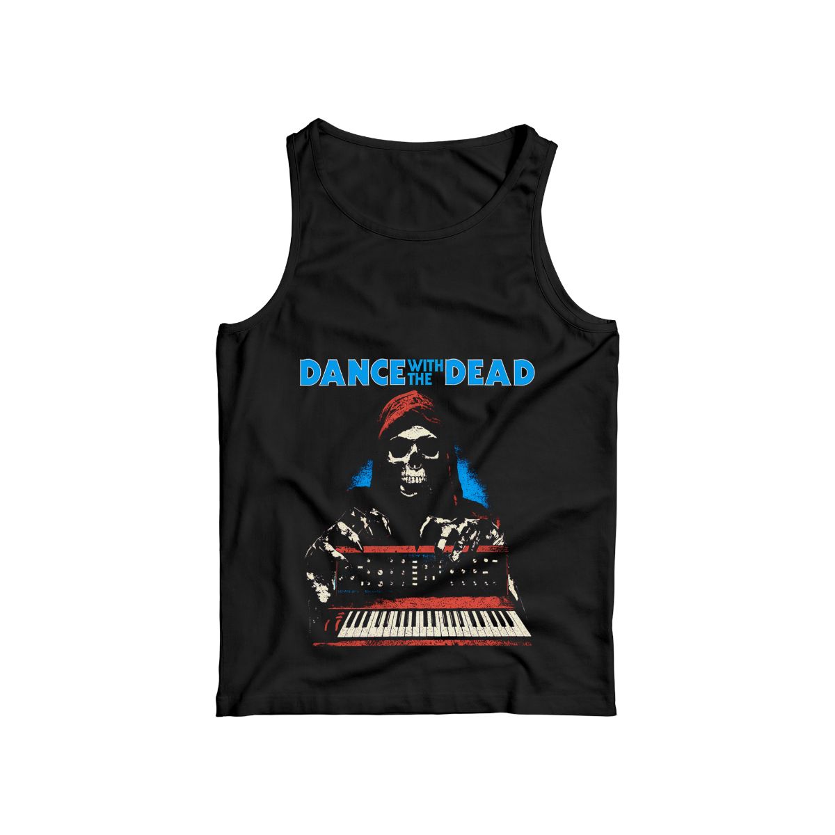 Dance With The Dead Skeleton Synthwave T-Shirt – Retro Horror DJ Graphic Tee