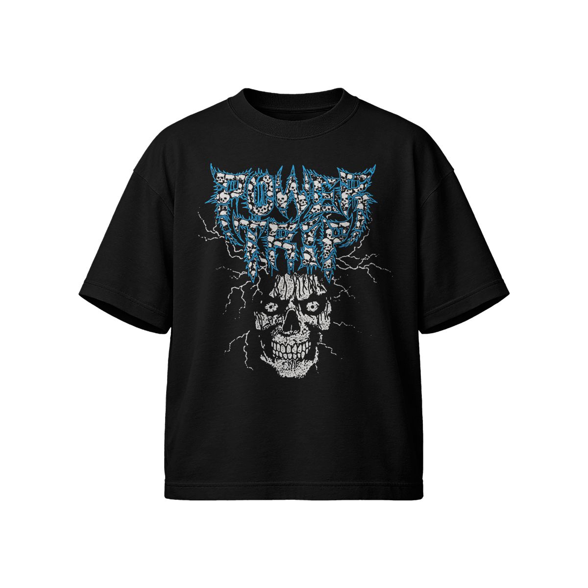 Power Skull Lightning T-Shirt – Electric Gothic Streetwear Graphic Tee
