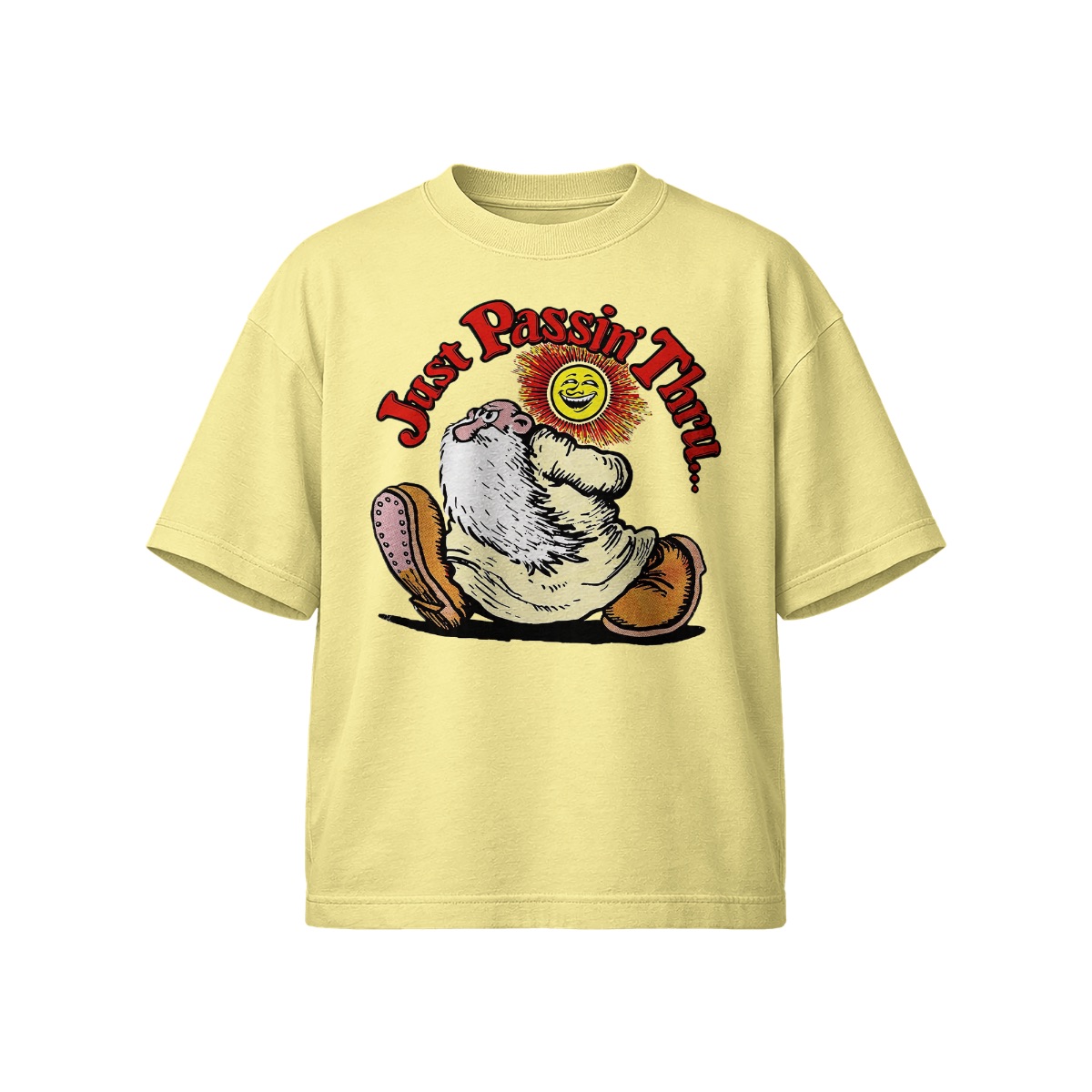 Just Passin’ Thru Vintage Graphic T-Shirt – Retro Humor Relaxed Fit Tee