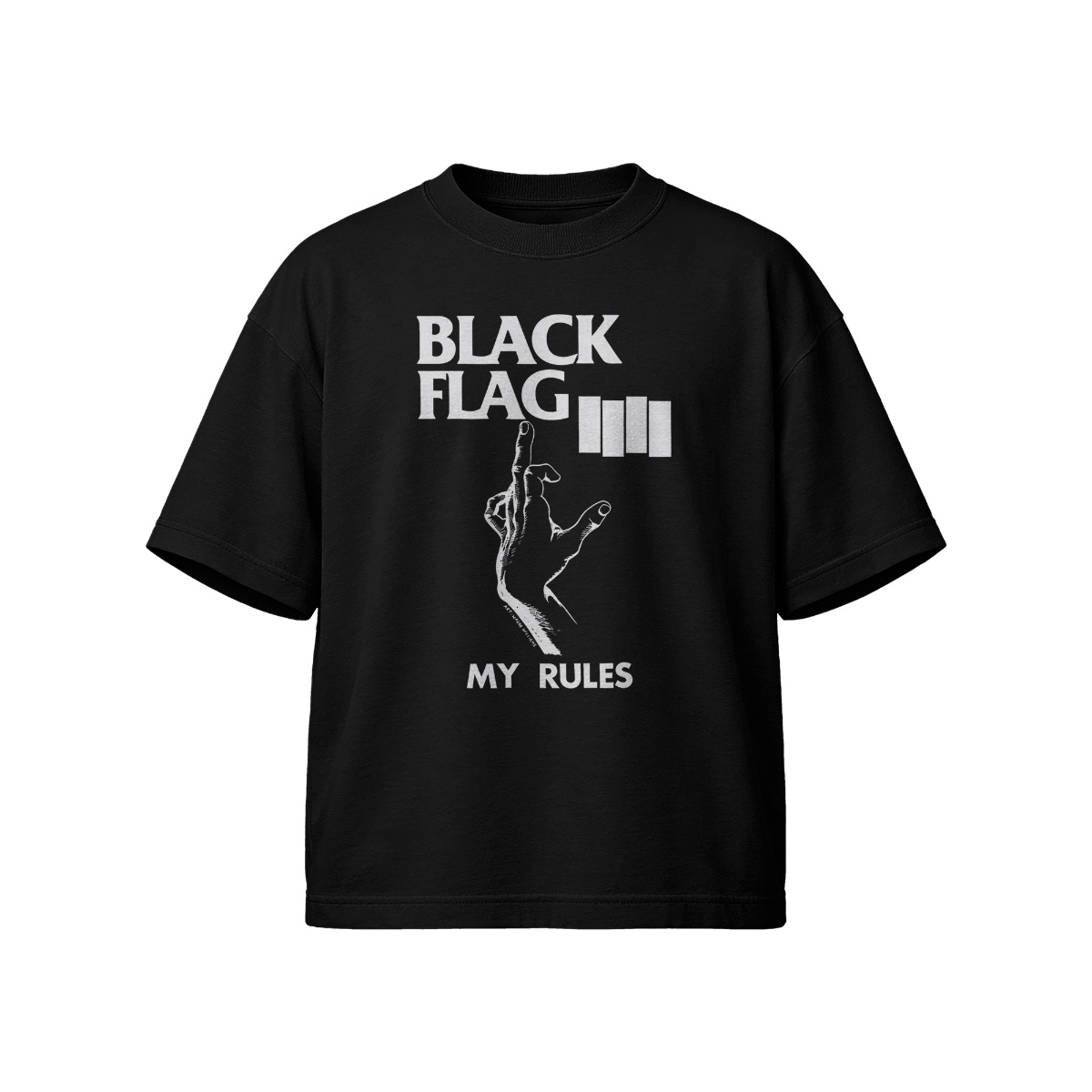 Black Flag My Rules Punk Graphic T-Shirt – Edgy Streetwear Tee