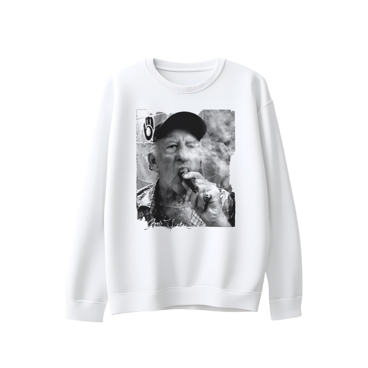 BOB UECKER Vintage Smoker Portrait T-Shirt – Retro Black & White Old Man Graphic Tee