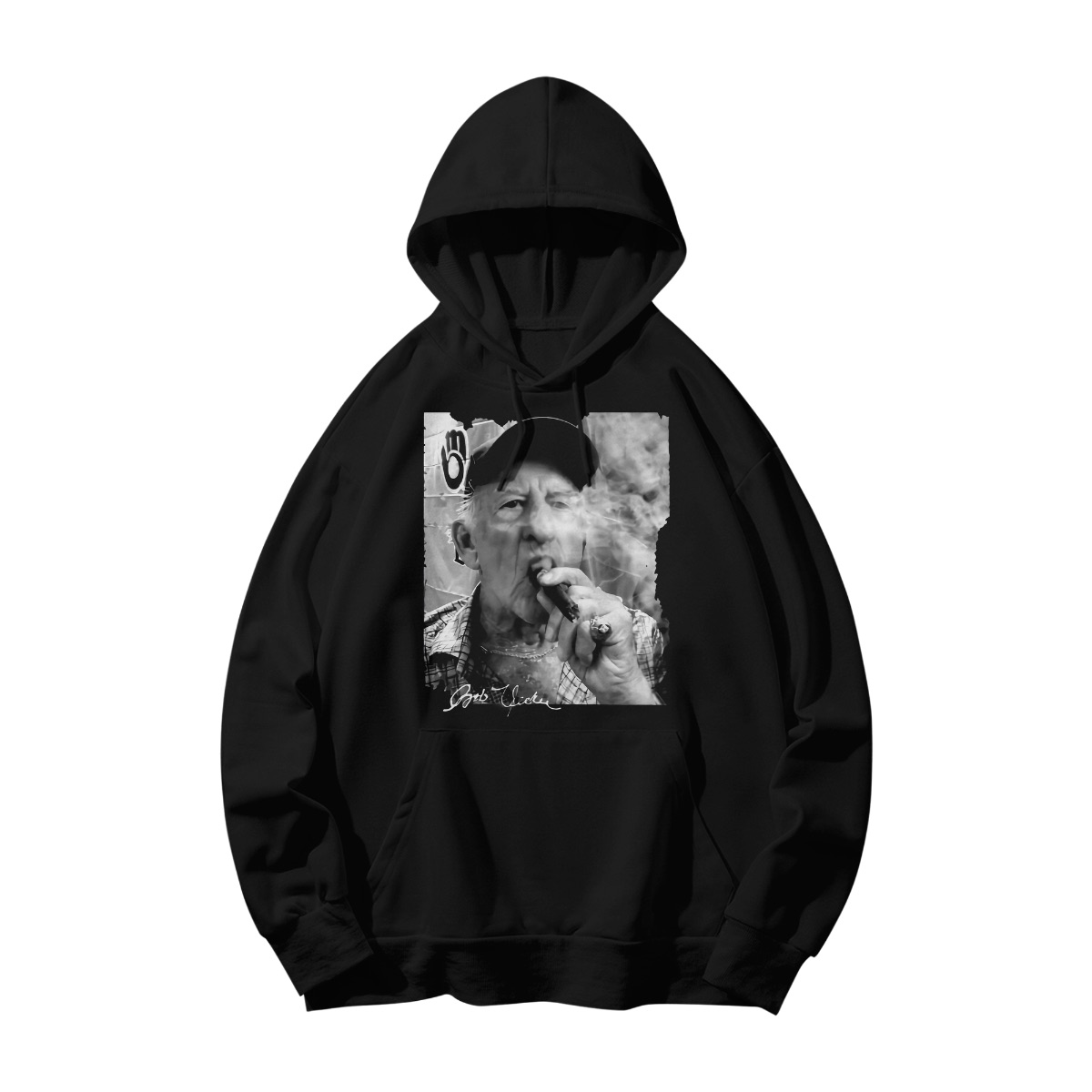 BOB UECKER Vintage Smoker Portrait T-Shirt – Retro Black & White Old Man Graphic Tee