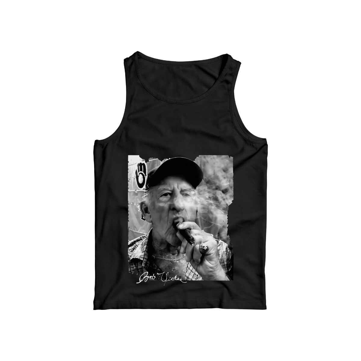 BOB UECKER Vintage Smoker Portrait T-Shirt – Retro Black & White Old Man Graphic Tee