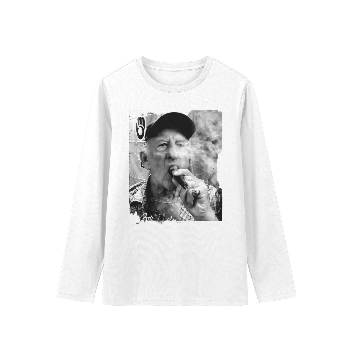 BOB UECKER Vintage Smoker Portrait T-Shirt – Retro Black & White Old Man Graphic Tee