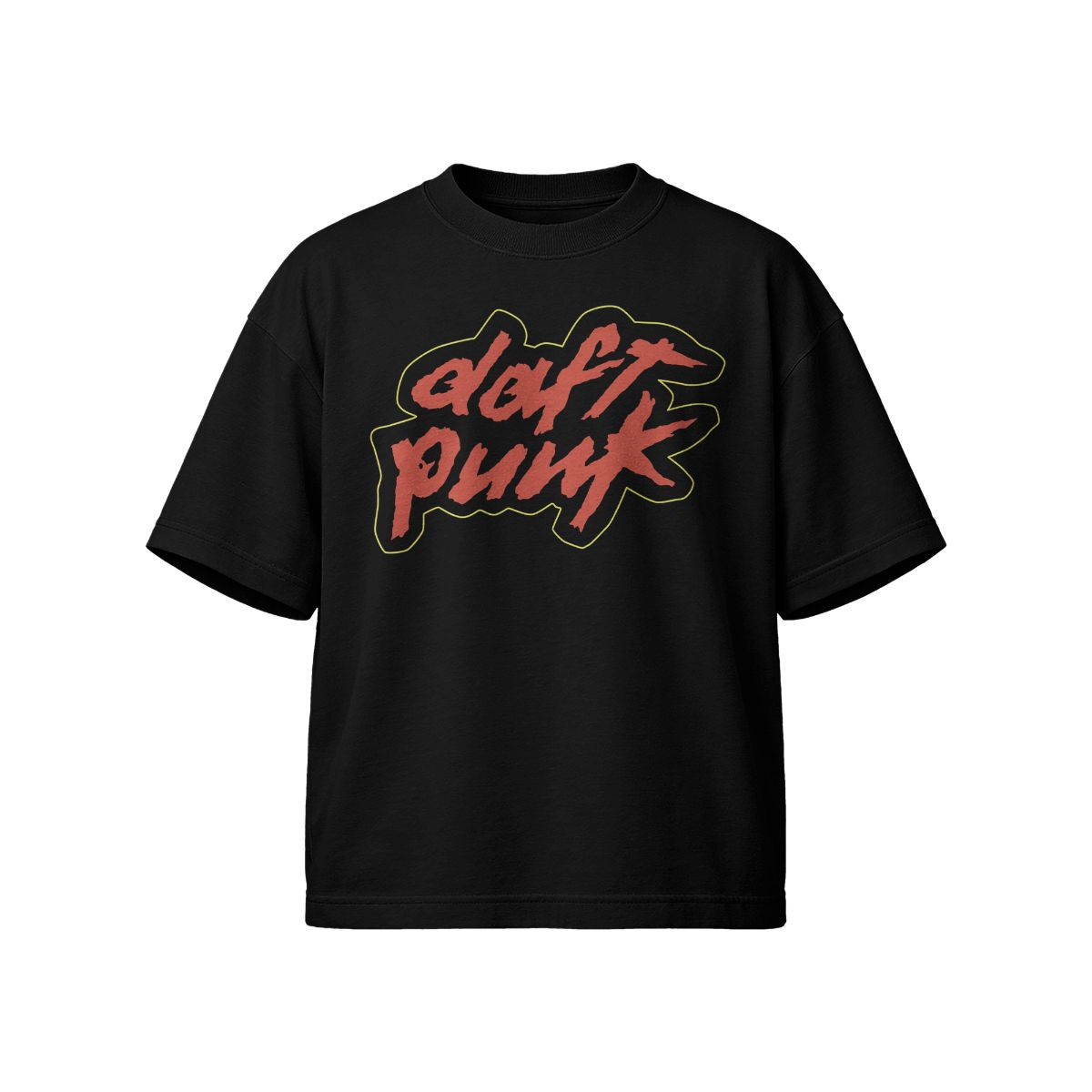 Minimalist Daft Punk Text T-Shirt – 90s Electronic Music Black Tee 