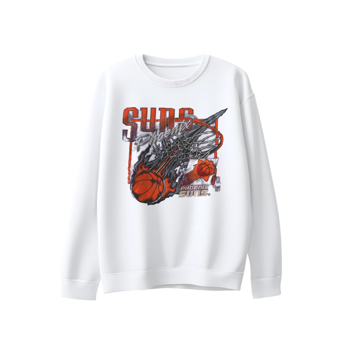 	90s Phoenix Suns Fire Ball T-Shirt – Vintage Basketball Graphic Tee 