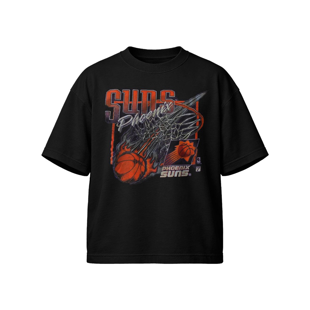 	90s Phoenix Suns Fire Ball T-Shirt – Vintage Basketball Graphic Tee 