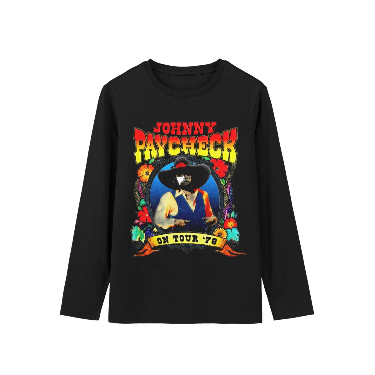 1978 Johnny Paycheck Tour Ringer T-Shirt – Vintage Country Music Graphic Tee 