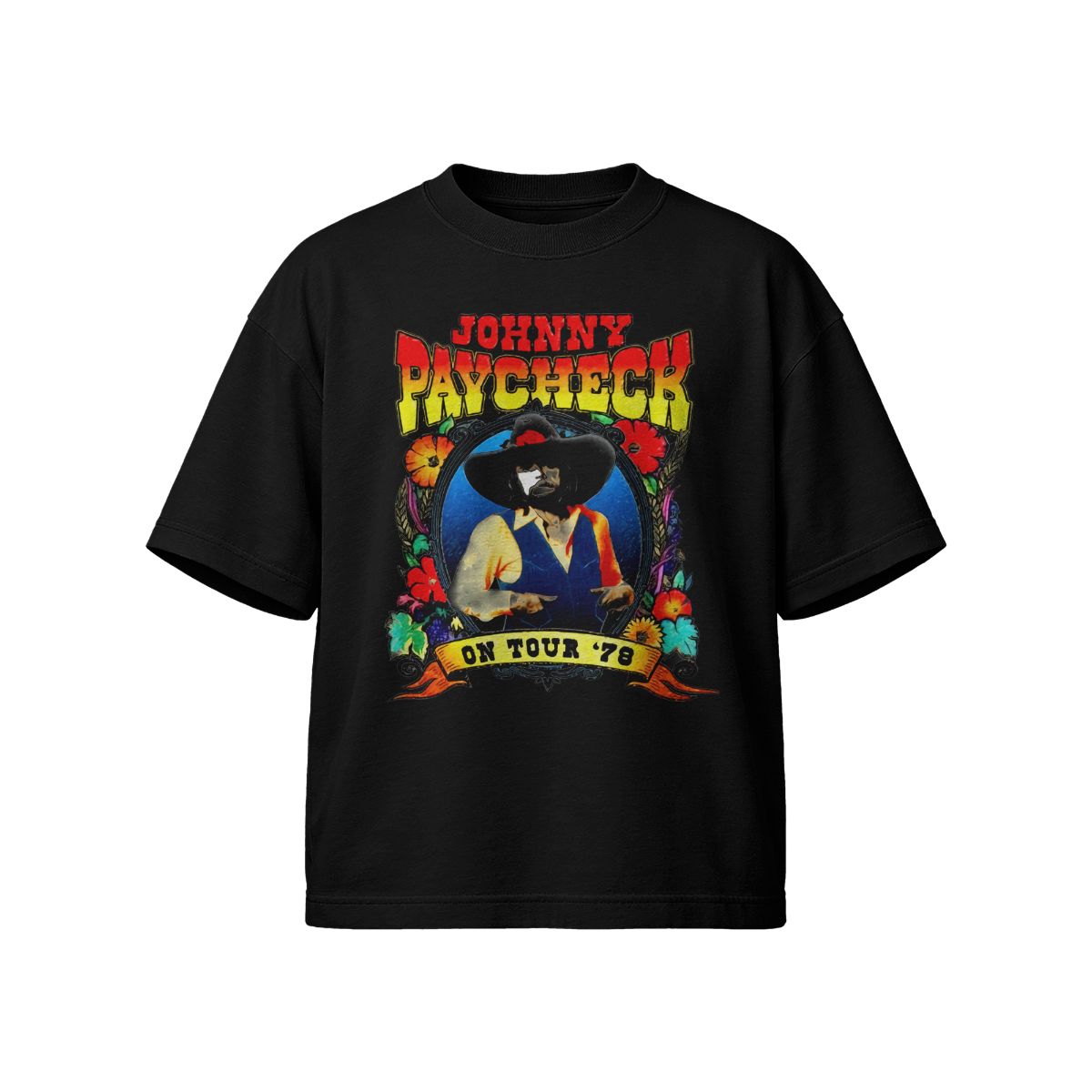1978 Johnny Paycheck Tour Ringer T-Shirt – Vintage Country Music Graphic Tee 