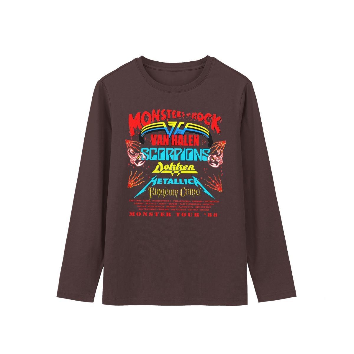 Monsters of Rock 1988 Tour Vintage Heavy Metal Concert T-Shirt Retro Festival Band Tee 80s Rock Graphic