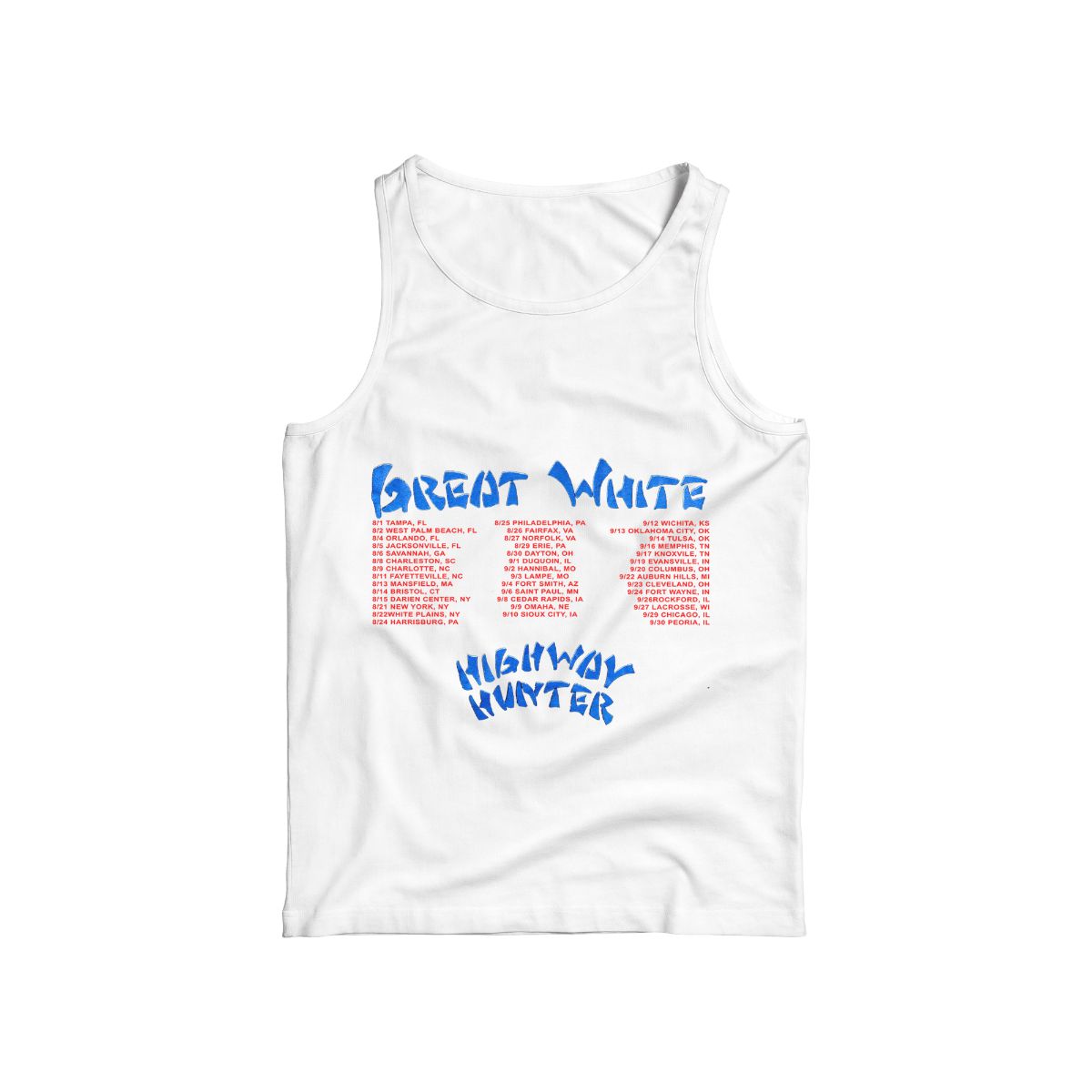 Great White 1989 Highway Hunter Tour Vintage Rock T-Shirt Retro 80s Band Concert Graphic Tee