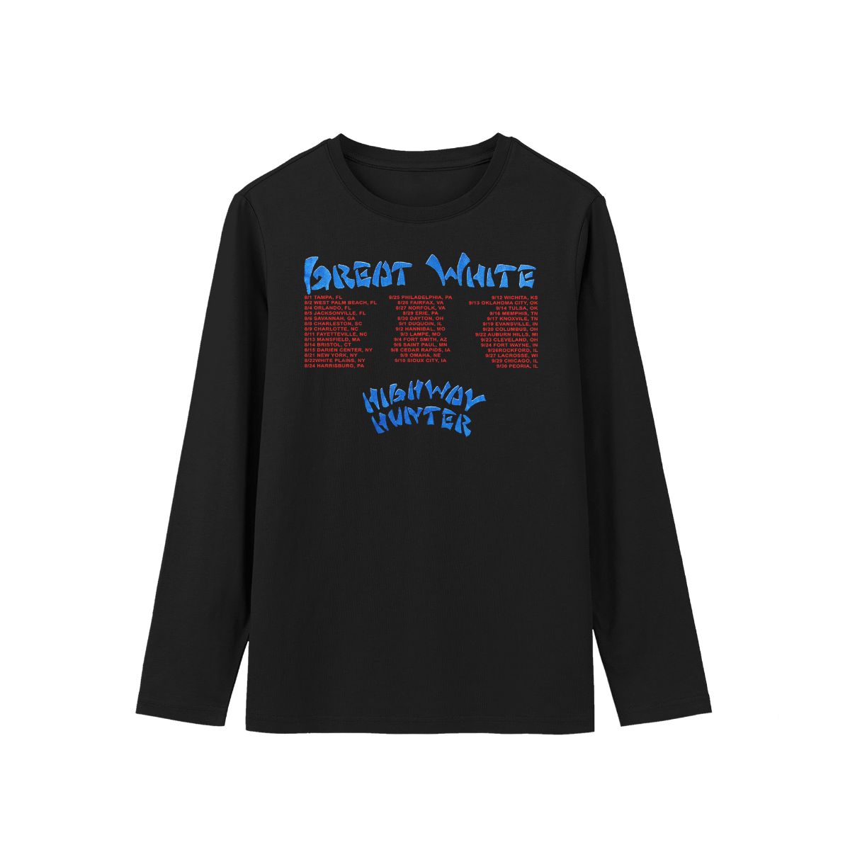 Great White 1989 Highway Hunter Tour Vintage Rock T-Shirt Retro 80s Band Concert Graphic Tee