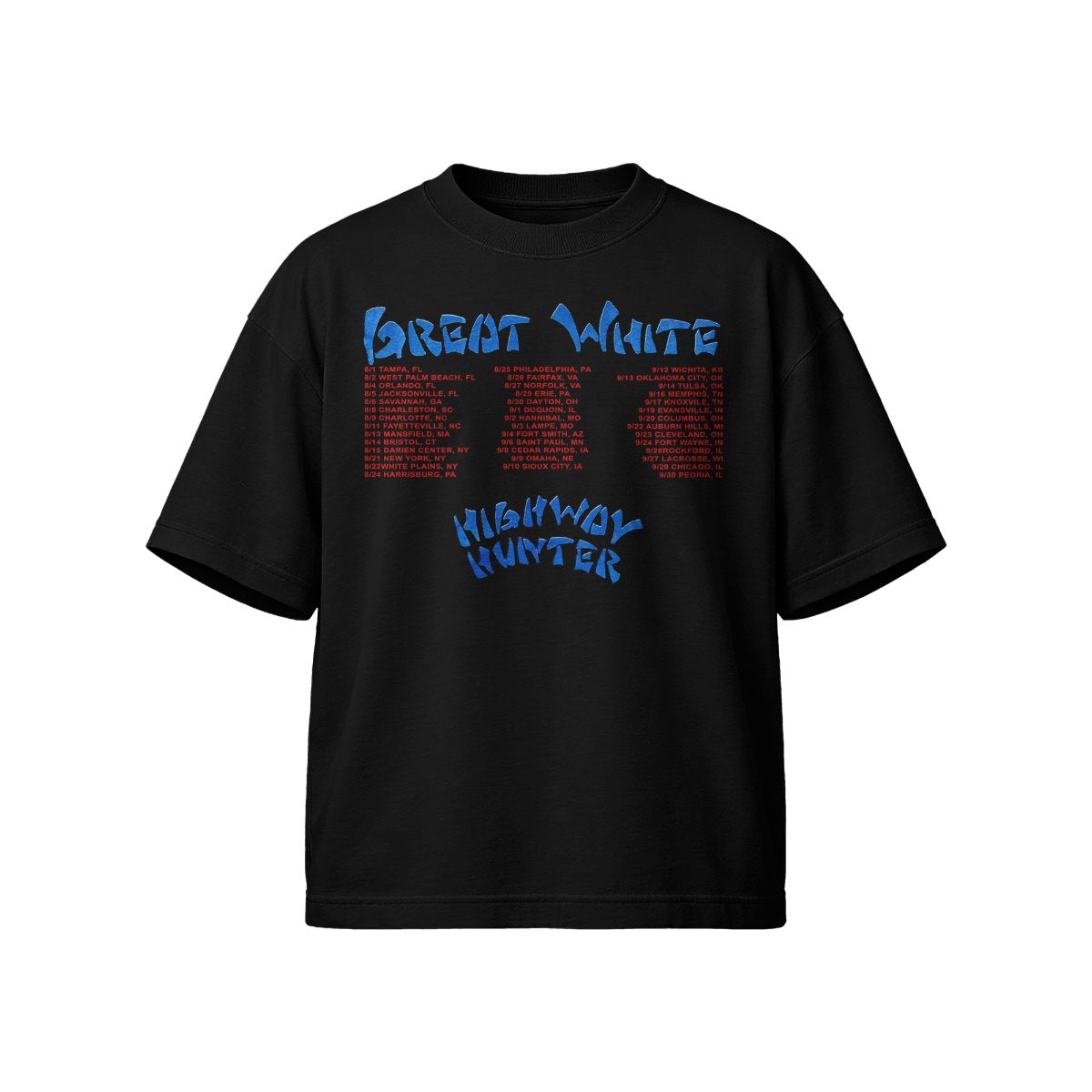 Great White 1989 Highway Hunter Tour Vintage Rock T-Shirt Retro 80s Band Concert Graphic Tee