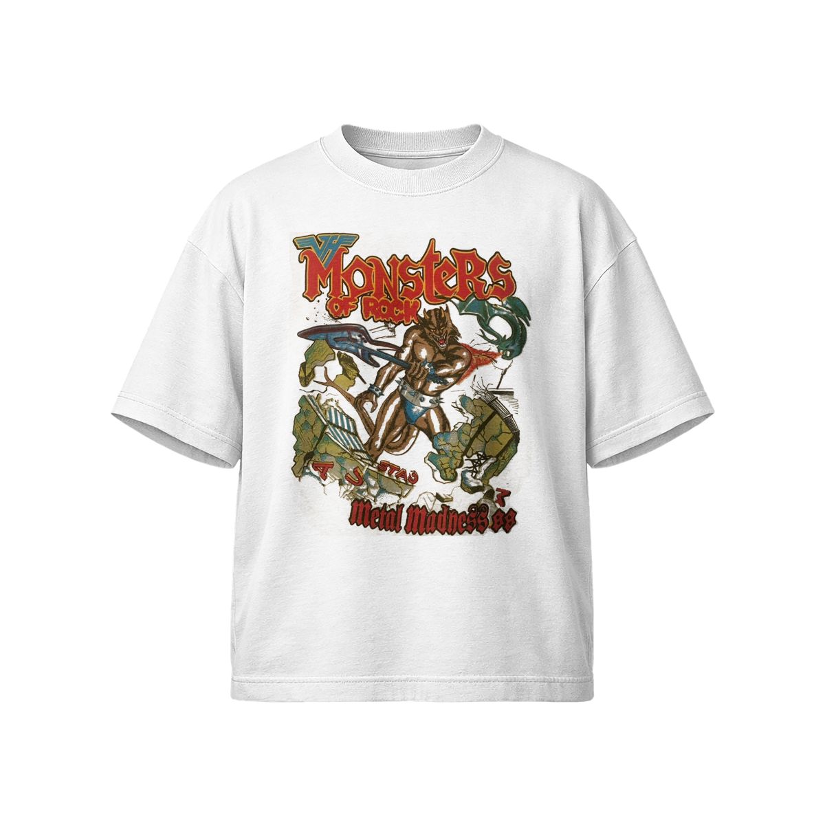 1988 Monsters of Rock Metal Madness Vintage T-Shirt Retro Heavy Metal Festival Graphic Tee 80s Rock Band Style Unisex 