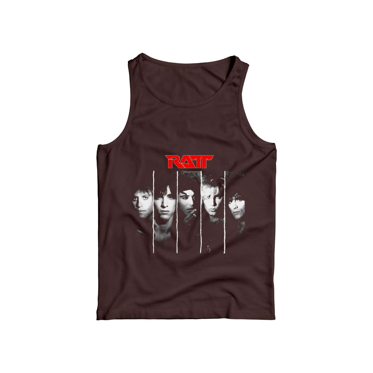 Vintage Ratt Band T-Shirt – Retro 80s Glam Metal Graphic Tee, Classic Rock Streetwear, Unisex Oversized Brown Shirt