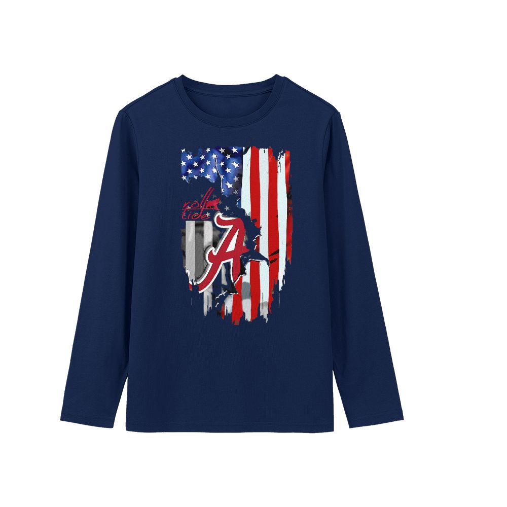 Alabama Crimson Tide Vintage Flag T-Shirt, Retro College Sports Graphic Tee, Americana Streetwear Shirt