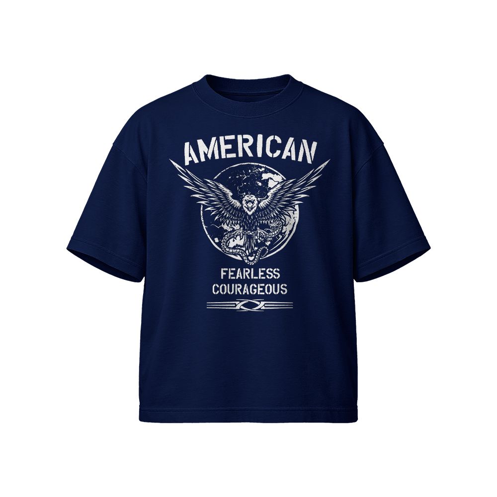 American Fearless Courageous Vintage Graphic T-Shirt, Patriotic Motivation Streetwear Tee, Retro Americana Shirt