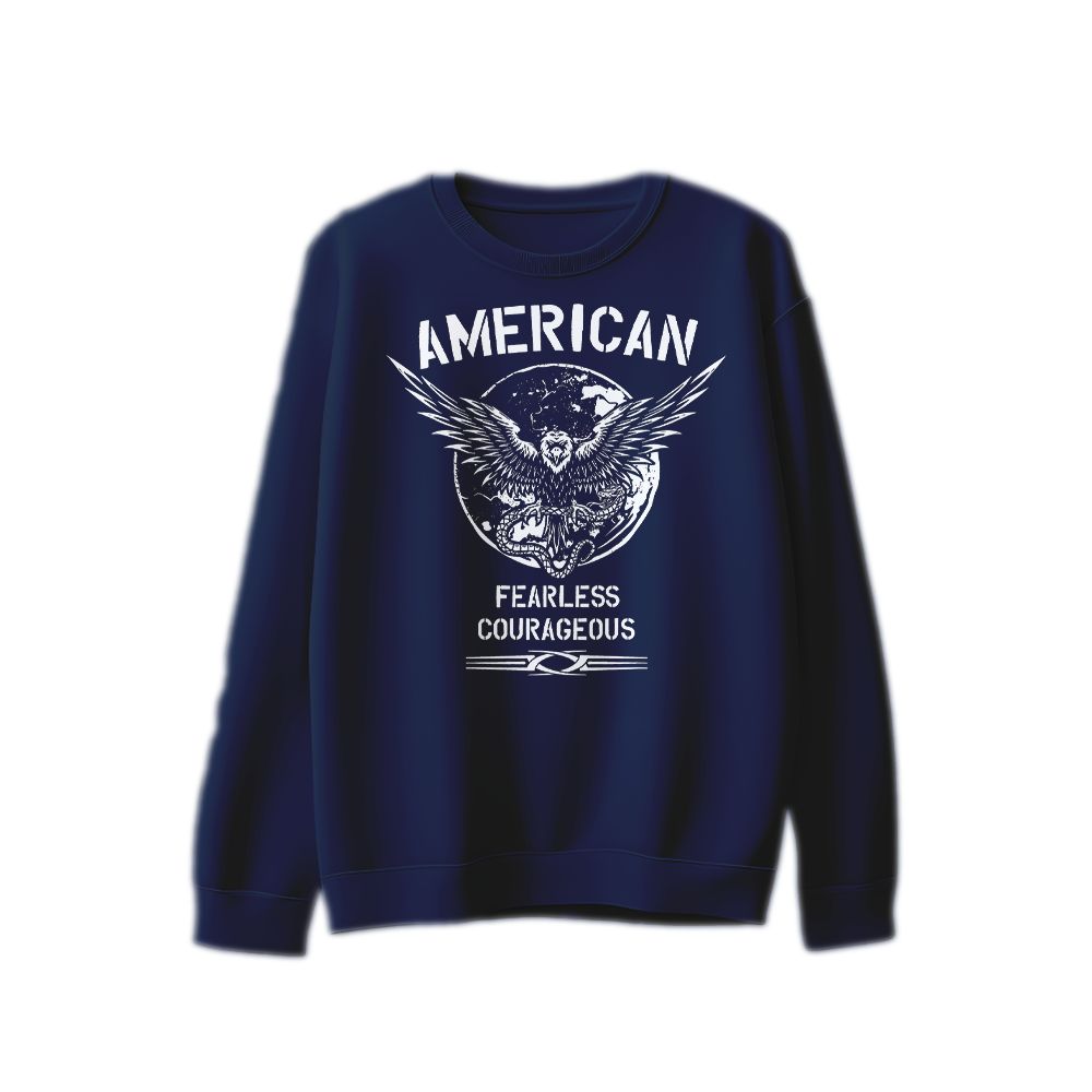 American Fearless Courageous Vintage Graphic T-Shirt, Patriotic Motivation Streetwear Tee, Retro Americana Shirt