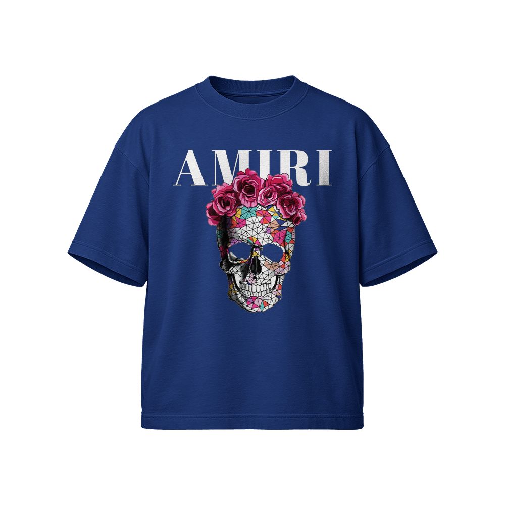 AMIRI Skull Flower Vintage Graphic T-Shirt, Luxury Rock Streetwear Tee, Designer Fashion Shirt