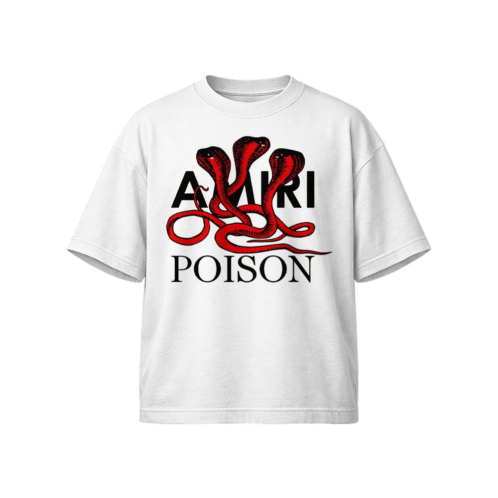 AMIRI Poison Snake Vintage Fashion T-Shirt, Luxury Streetwear Graphic Tee, Designer Style Shirt