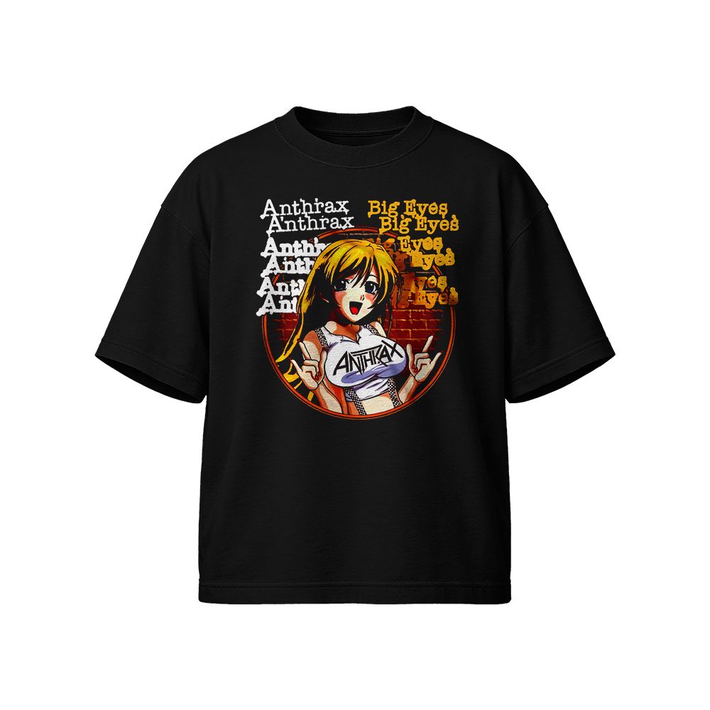 Anthrax Big Eyes Anime Girl Heavy Metal Anime Style Graphic T-Shirt