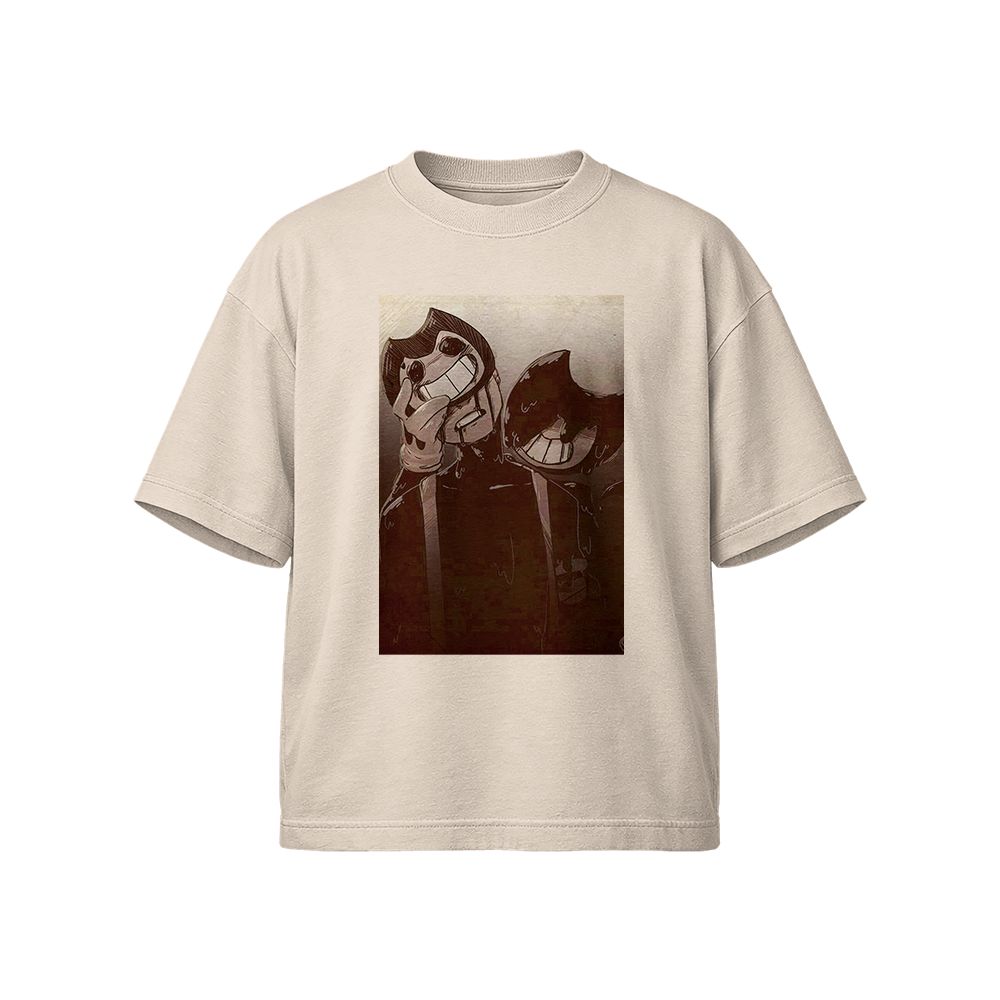 Bendy The Dancing Demon Vintage Horror Game T-Shirt, Cartoon Ink Style Graphic Tee, Indie Game Streetwear Shirt