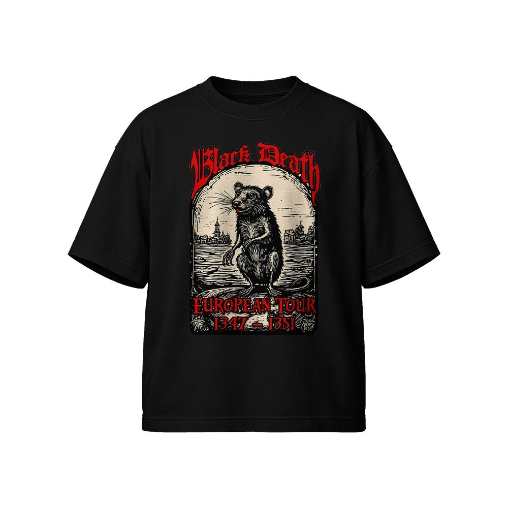 Black Death European Tour 1347–1351 Tee – Vintage Plague Rat Graphic Tee, Gothic Dark Humor Streetwear Pullover Sweatshirt