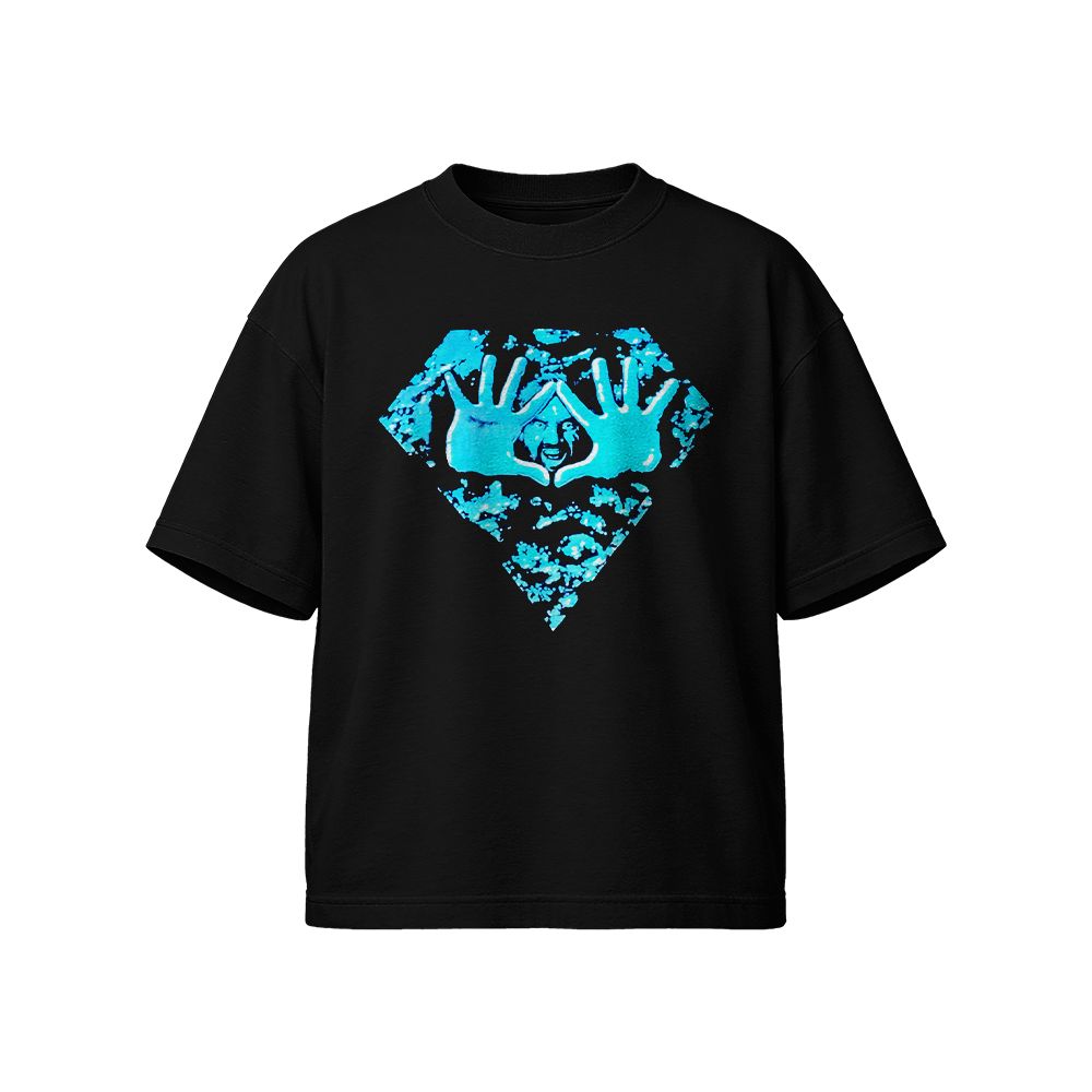 Vintage Diamond Hand Sign Graphic T-Shirt | Retro Hip Hop Streetwear Black Tee