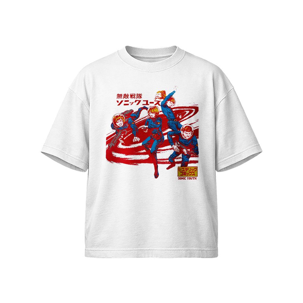 Vintage Sonic Youth Dirty Japanese Manga Graphic T-Shirt | Retro Hysteric Comics Alternative Noise Rock White Tee