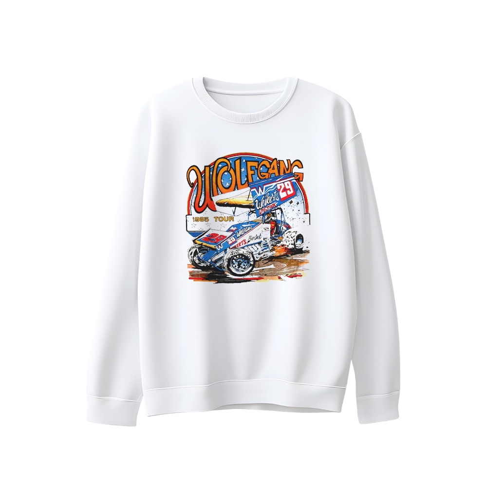 Vintage Doug Wolfgang 1985 Tour Sprint Car T-Shirt - Retro Racing Graphic Tee - Heavyweight Oversized Streetwear Shirt