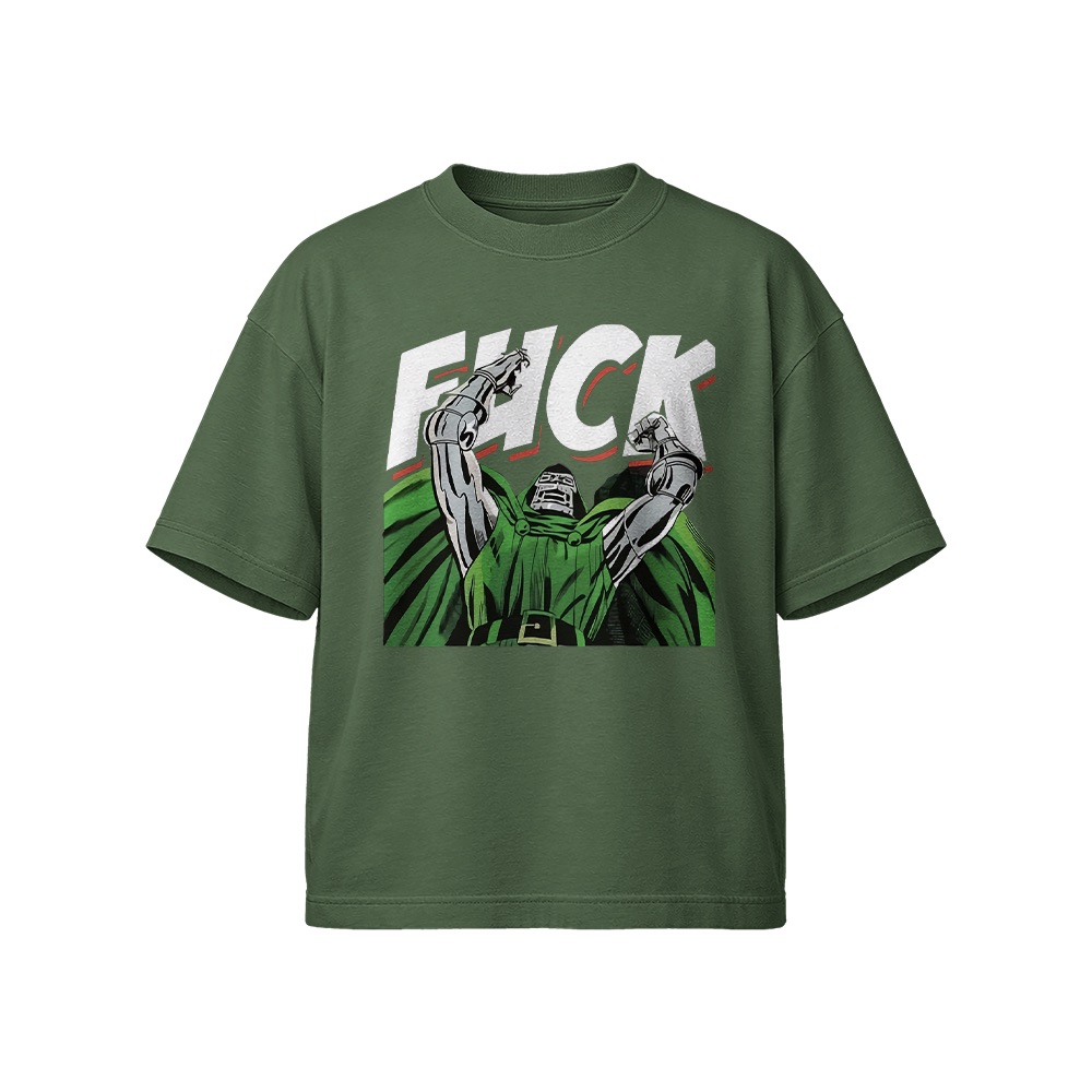 Doctor Doom Comic Graphic T-Shirt - Retro Villain Oversized Tee
