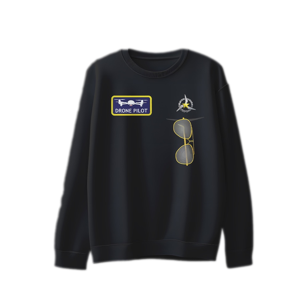 Drone Pilot Aviator Badges Graphic T-Shirt - Retro Tech Oversized Tee