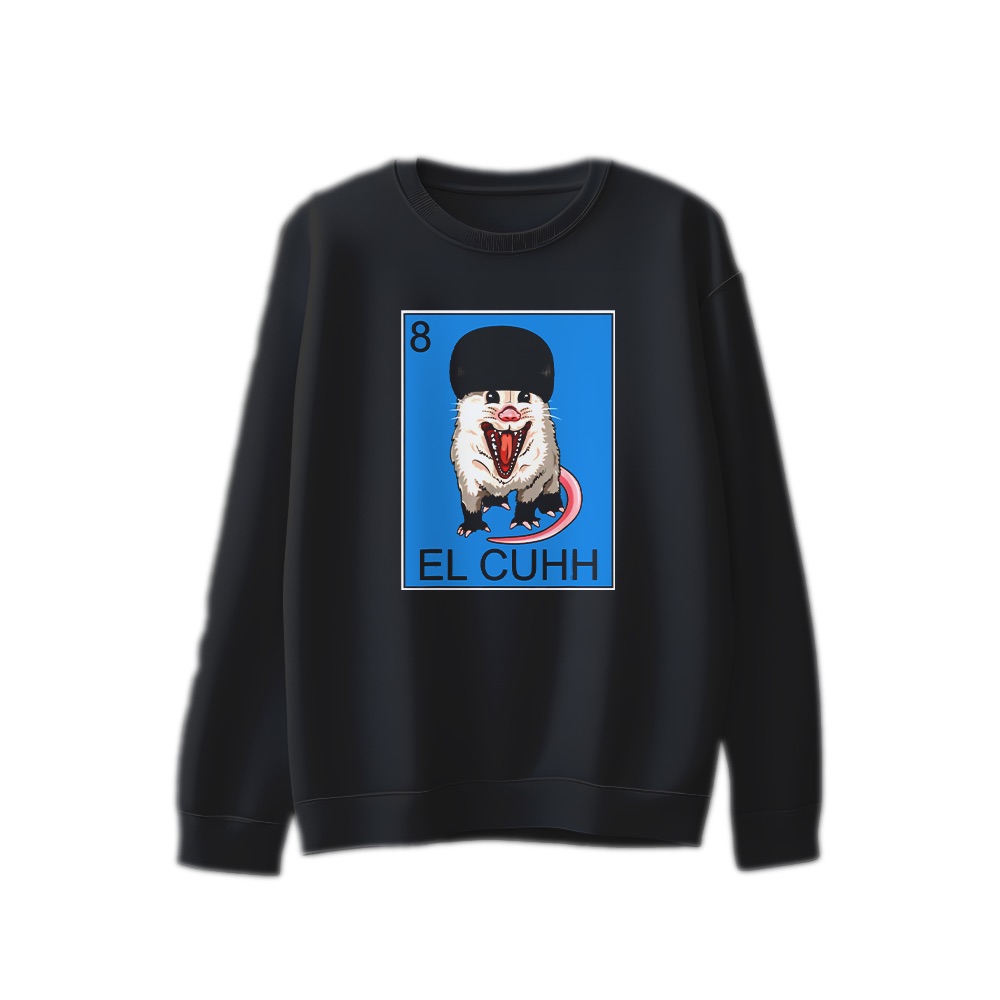 El Cuhh Opossum Loteria Graphic T-Shirt - Retro Mexican Card Oversized Tee