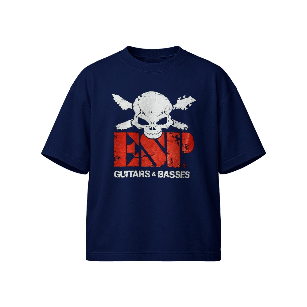 ESP Guitars & Basses Skull Logo Graphic T-Shirt - Retro Heavy Metal Oversized Tee