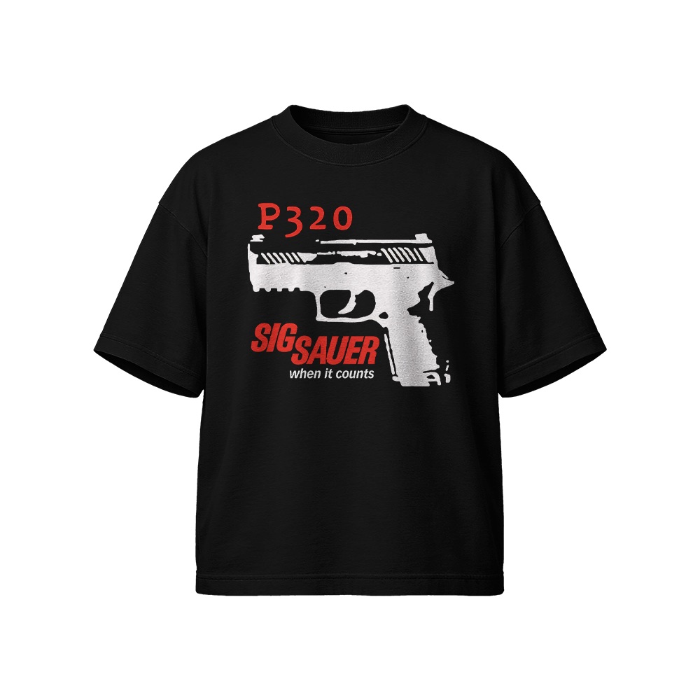 SIG SAUER P320 Graphic T-Shirt - Retro Tactical Firearm Heritage Oversized Tee