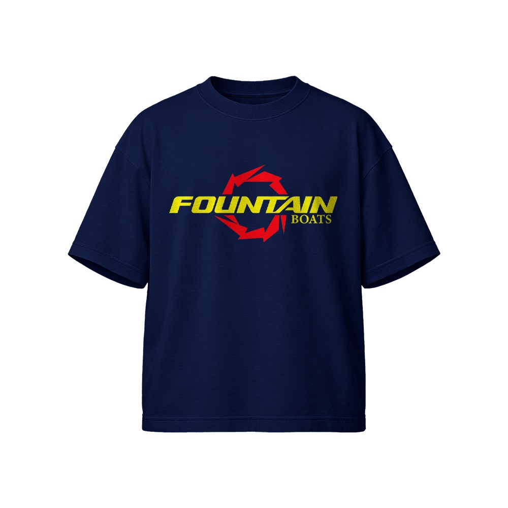 Fountain Powerboats Logo Graphic T-Shirt - Retro Marine Racing Oversized Tee