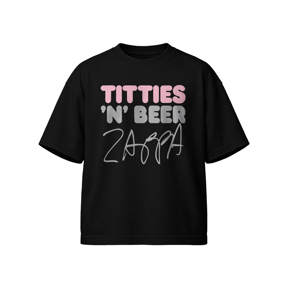 Frank Zappa Titties 'N' Beer Graphic T-Shirt - Retro Avant-Garde Rock Oversized Tee