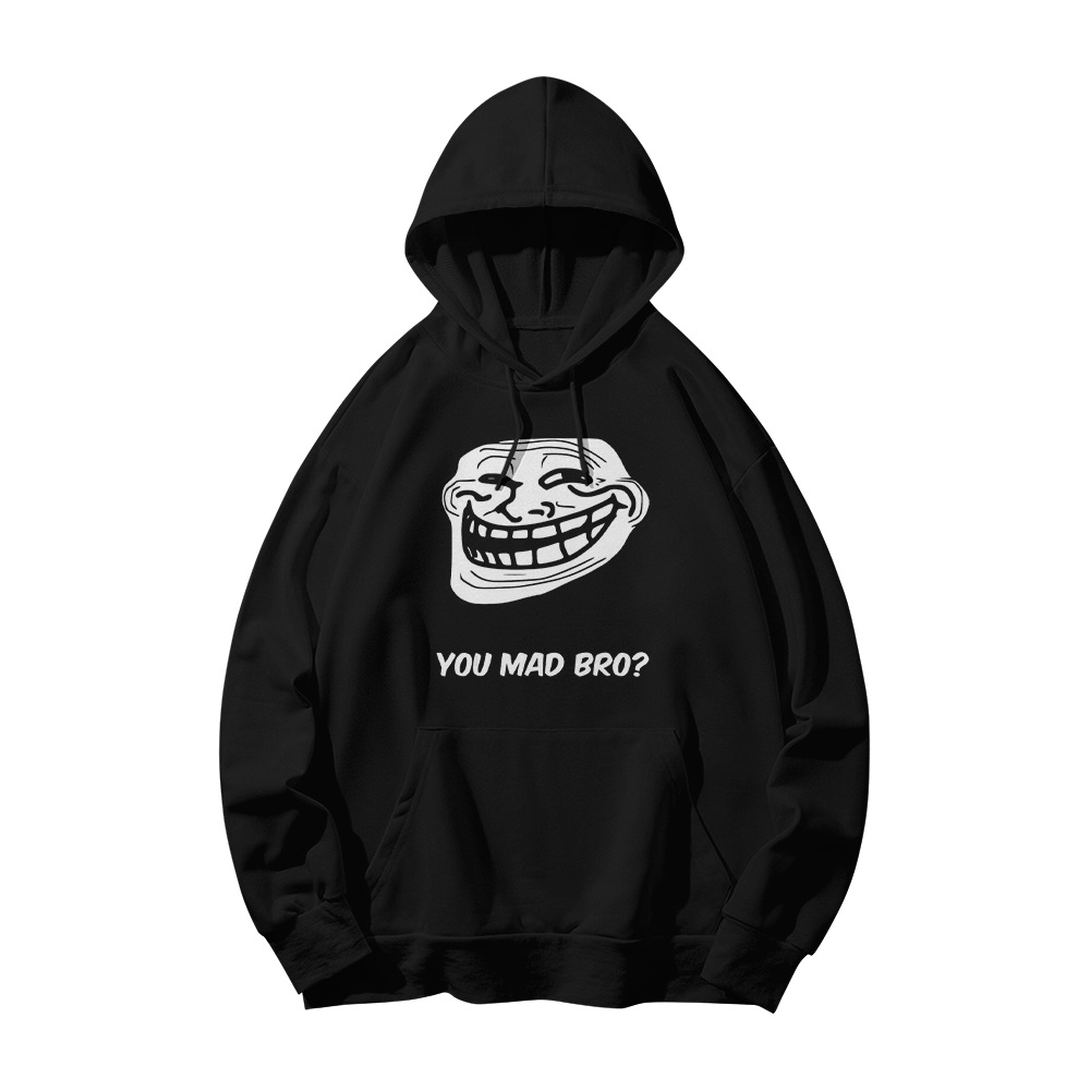 Funny Trollface You Mad Bro? Graphic T-Shirt - Retro Internet Meme Oversized Tee