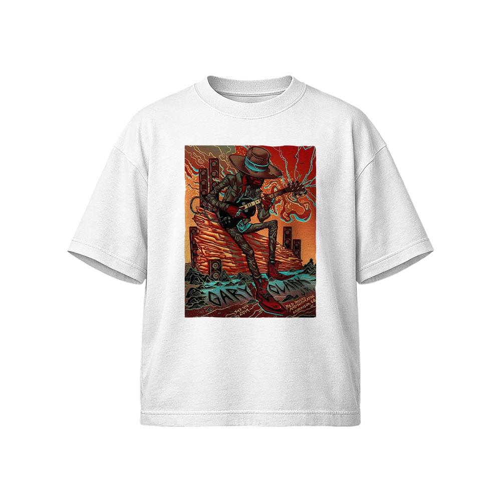 Gary Clark Jr. Red Rocks Concert Graphic T-Shirt - Retro Blues Rock Oversized Tee