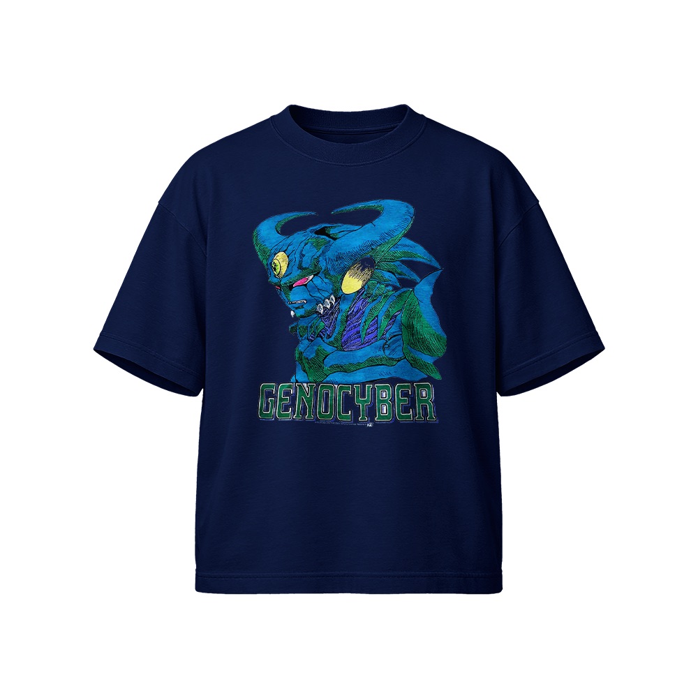 Genocyber Cyberpunk Anime Graphic T-Shirt - Retro Mecha Sci-Fi Oversized Tee
