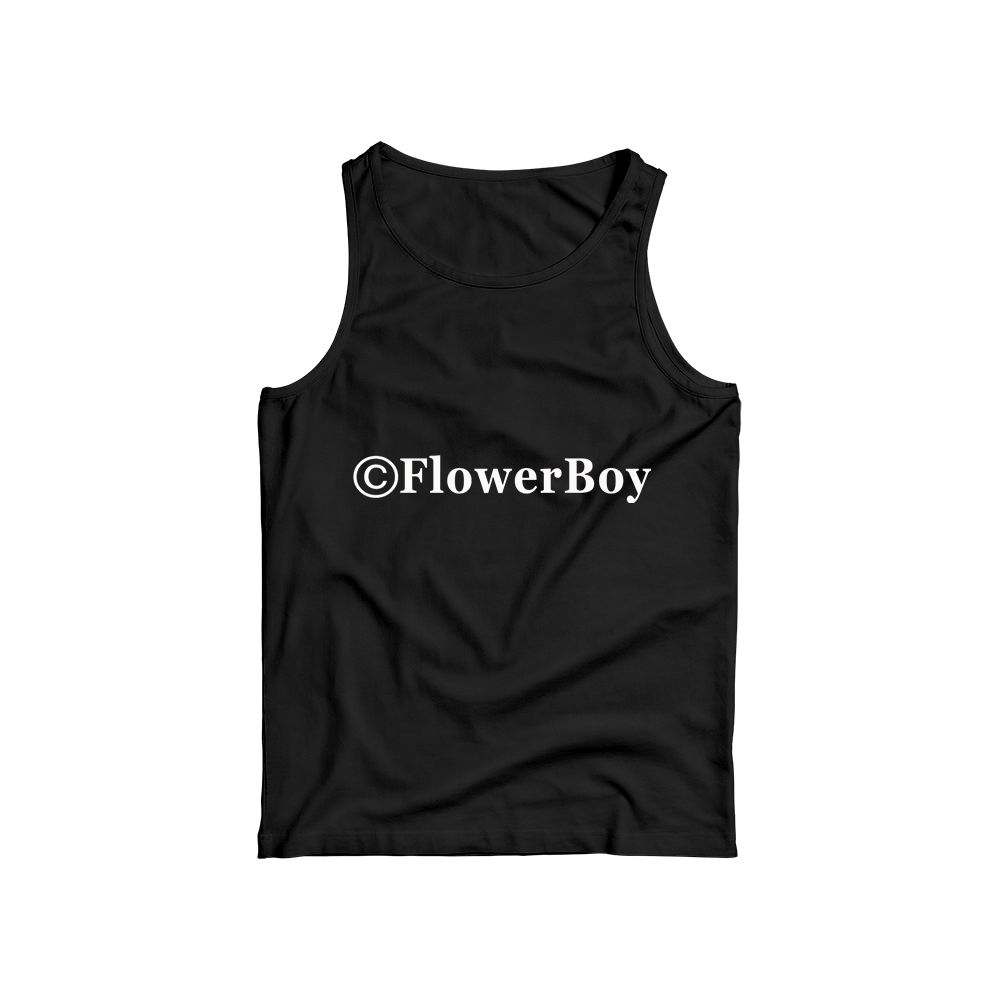 Flower Boy Copyright Text Graphic T-Shirt - Vintage Hip Hop Music Black Oversized Tee