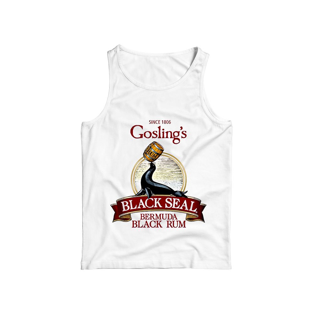 Gosling's Black Seal Rum Graphic T-Shirt - Vintage Bermuda Black Rum White Oversized Tee