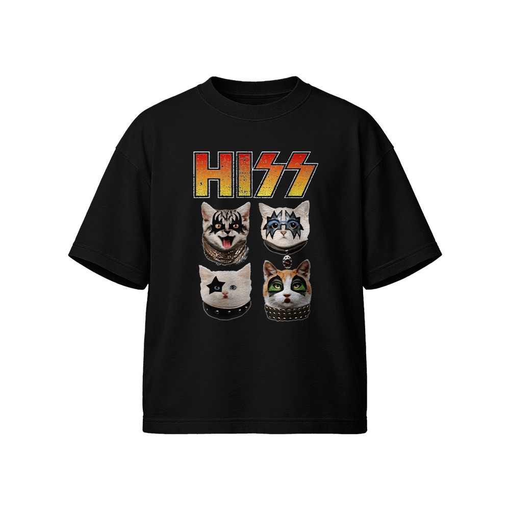 Hiss T-Shirt – Vintage KISS Rock Band Cat Parody Graphic Tee