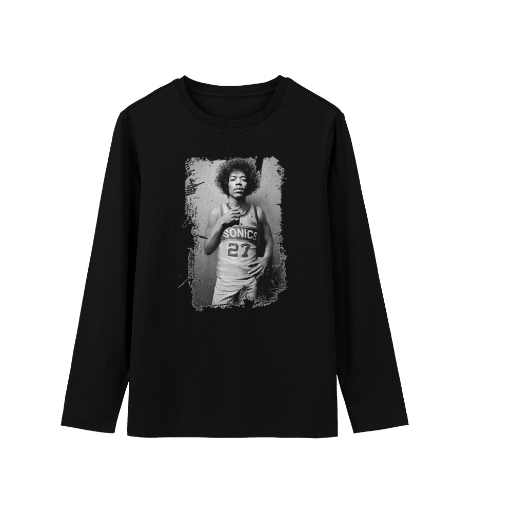 Jimi Hendrix T-Shirt – Vintage Seattle SuperSonics Basketball Art Graphic Tee