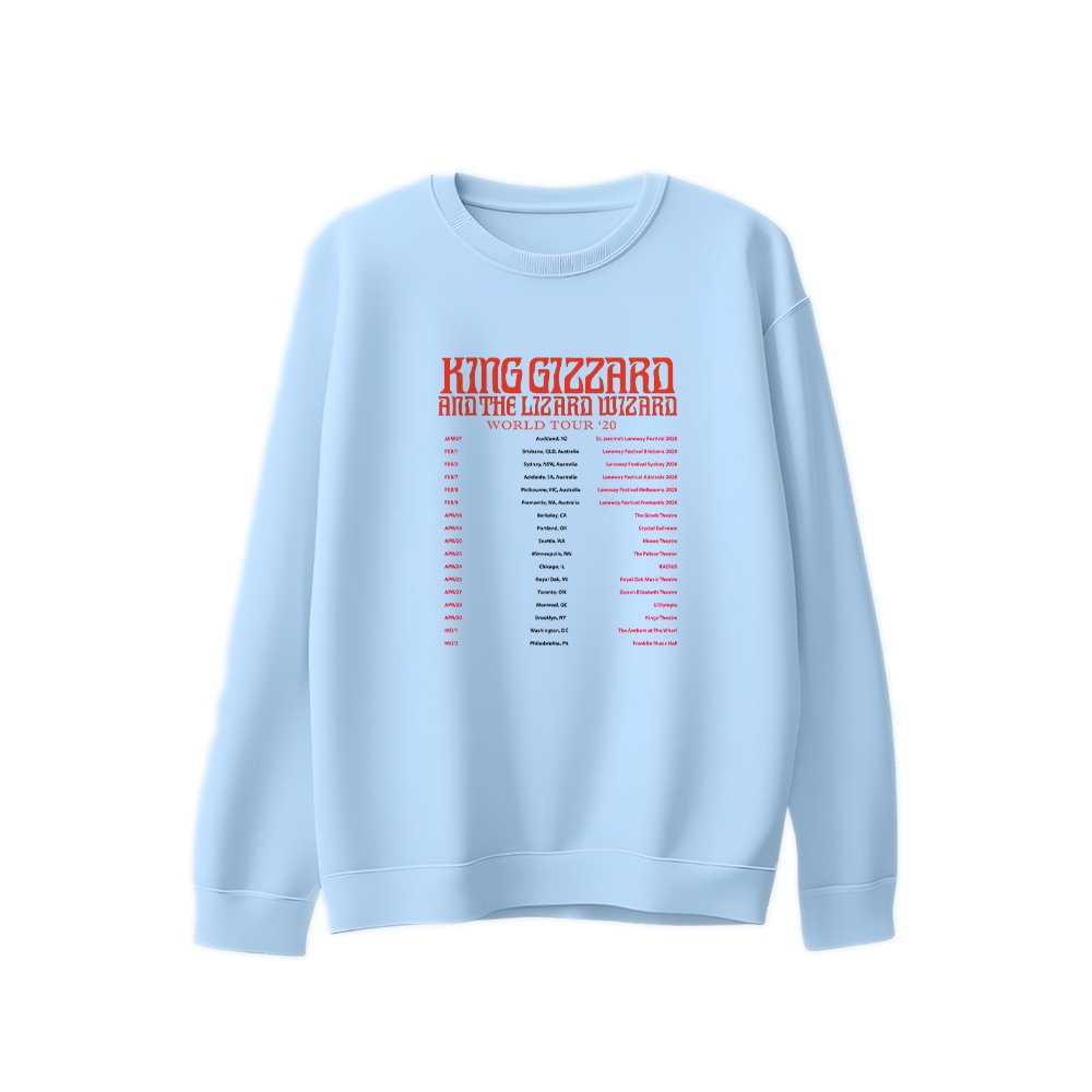 King Gizzard T-Shirt – Vintage World Tour '20 Concert Schedule Psych Rock Graphic Tee